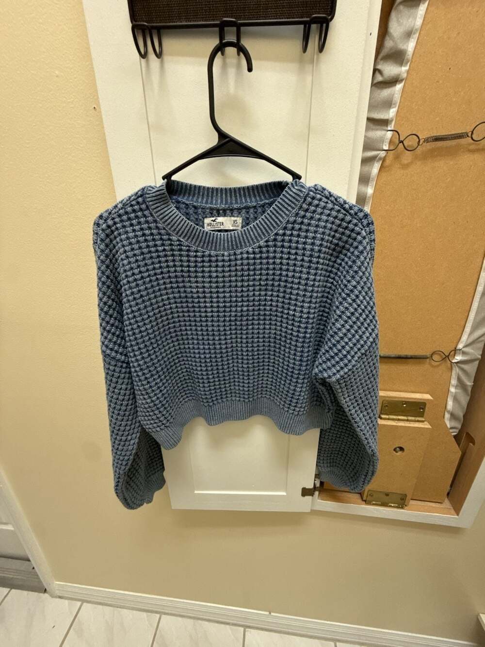Hollister California Waffle Knit Crop Sweater Blue Size XS